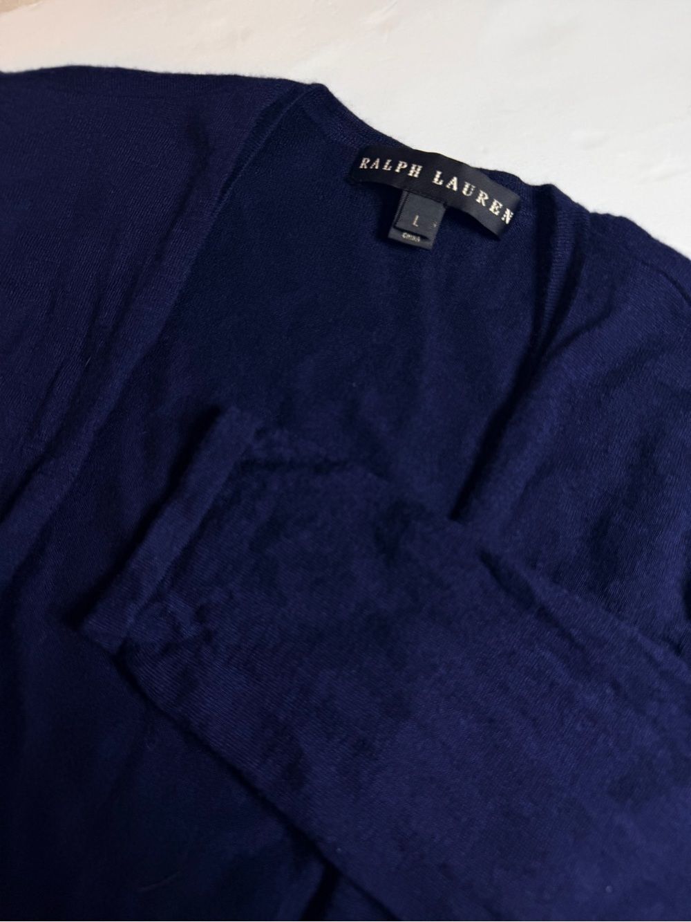 Ralph Lauren Black Label Women's Cashmere Silk Cardigan Sweater Large Navy Blue